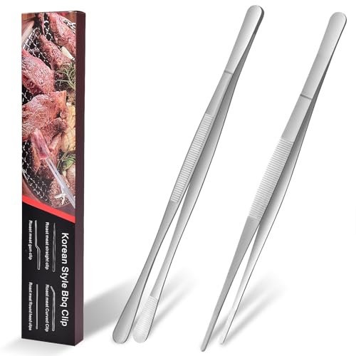 HOTUT 2 Pezzi 25cm Pinze da Cucina, Pinze da Cucina in Acciaio Inox, Pinza Chef Professionali Multifunzione, per Una Presa Salda, Pinzette per Alimenti Utensile Manico Adatte grigliate e cuocere