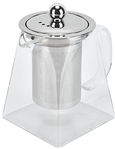 Glass Teapot Stovetop Safe, Clear Tea Kettle with Removable 304 Stainless Steel Filter and Lid Blooming and Loose Leaf Tea Maker Tea Brewer for Home, Camping, Travel (550ml)