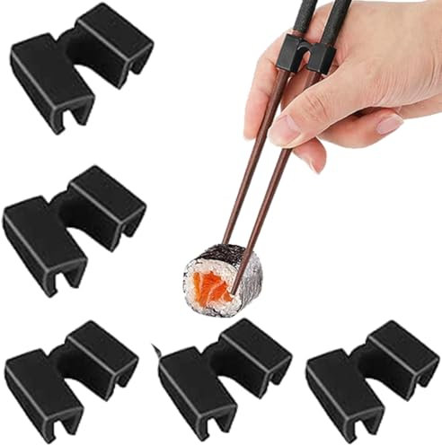 Fc'Noqgn 5 Stück Essstäbchen-Helfer, Essstäbchen-Trainer-Helfer, Trainings-Essstäbchen Scharnier aus Kunststoff, geeignet für Erwachsene und Kinder zum Lernen und Trainieren.