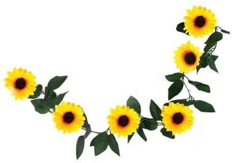 Hohopeti 1 Pc Sunflower Rattan Green Leaf Garland Hochzeit Kranz Ornament Wimpel Geburtstag Gefälschte Blumen Hängen