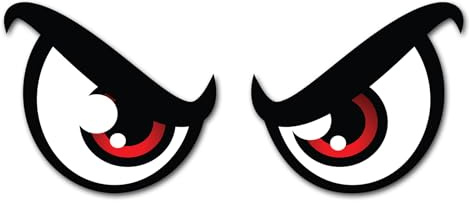 2 x 15cm Eyes Vinyl Stickers - Red Angry Evil Cartoon Character Funny Joke Bike Helmet Eye Car Vehicle Sign Decal Laptop Sticker #82536