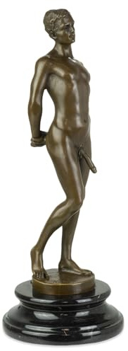 Moritz Hochwertige Bronze-Skulptur eines männlichen Akts auf Marmorsockel - präzise gerfertigte Statue für Kunstliebhaber, 22 cm hoch, 3,5 kg schwer