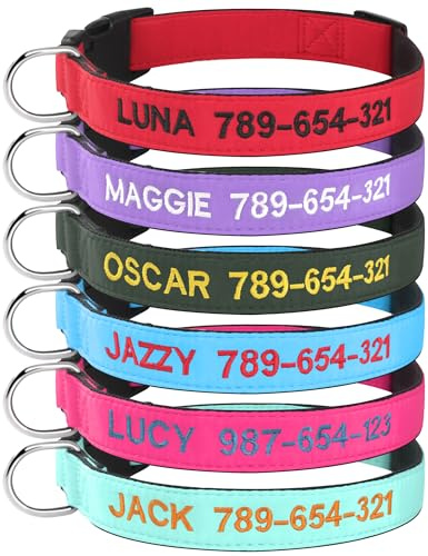 Hundehalsband Personalisiert mit Namen und Telefonnummer Bestickt für Extra-klein Kleine Mittlere Große Hunde