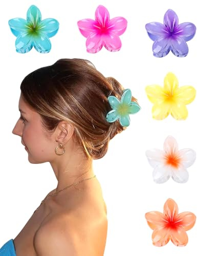 6 fermagli per capelli con fiori, da donna, fermagli per capelli a fiori, stile hawaiano, forcine per capelli da donna, mollette per capelli con grandi artigli, antiscivolo, per donne capelli