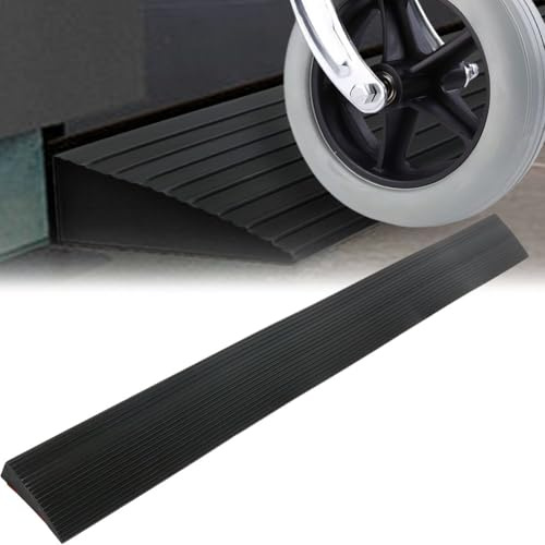 Rampe de seuil de porte autocollante - 90 cm x 8 cm x 3 cm - Surface antidérapante - Rampe en caoutchouc pour poussette, déambulateur, scooter, robot aspirateur