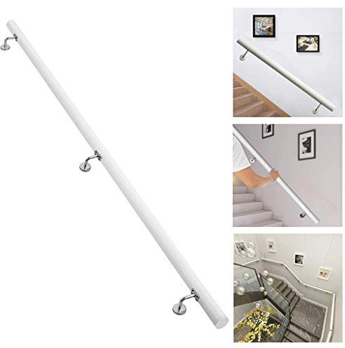 Kit de barandilla de escalera de madera blanca de 1 pie y 20 pies, juego completo para pasillo, barra de apoyo antideslizante para loft, villa, interior/exterior, barra de agarre para escaleras para