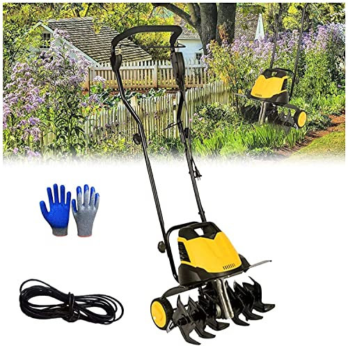 Trädgårdsutrustning Elektrisk Trädgårdsrorkult, Kultivator Rotavator, 6 blad, jordbearbetningsdjup 22 cm, Plogbredd 45 cm, Fällbar roterande motorhacka (10m Extension Cord)