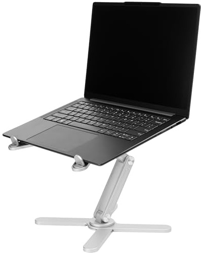 Faltbarer Laptop- und Tablet- MacBook- Ipad- Ständer aus Aluminiumlegierung mit 360°-Drehung – Ergonomisch, Tragbar und Höhenverstellbar (Silber)