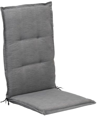 Generisch Gartenstuhlauflage - 50 x 120 cm - Hellgrau - Hochlehner - mit Stehsaum