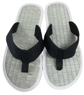 Tongs pour homme - Semelle en paille - Pour le sport de plein air - Sandales d'été à clip - Légères et respirantes - Chaussures d'été pour homme, Noir , 43 EU