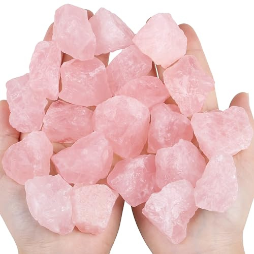 QINJIEJIE Rosenquarz Rohsteine Premium Kristalle Edelsteine Rosenquarz Stein Heilsteine Natursteine 100% Raw Kristall Mineralien Steine (200g)