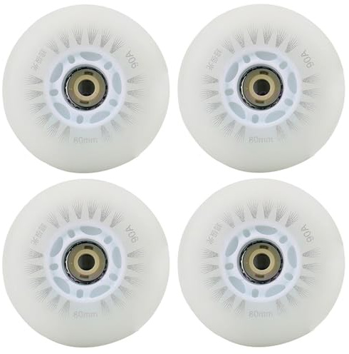 JCCHT Confezione 4 Ruote LED Flash 90A 125mm, 110mm, 100mm, 90mm, 80mm, 76mm, 72mm, 70mm, 68mm, 64mm, 62mm per Pattini in Linea per Adulti e Bambini Ruote per Pattini a rotelle,Bianca,110mm