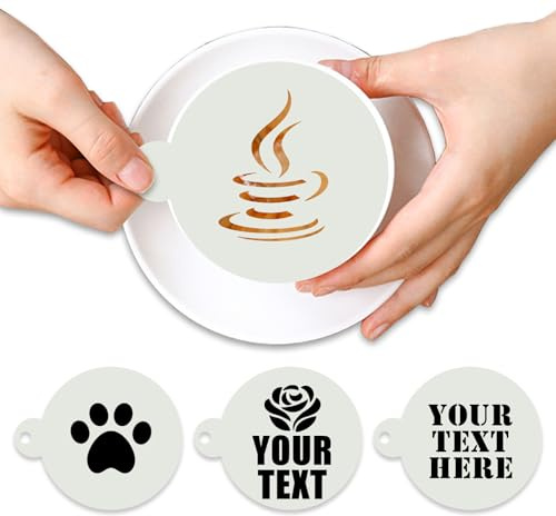 Personalisiert Kaffee Schablonen, Maßgefertigte Logo Text Kaffee Schablone Cappuccino Schablone Tortenschablone Latte Art 10 PC (7.5cm/2.95in)