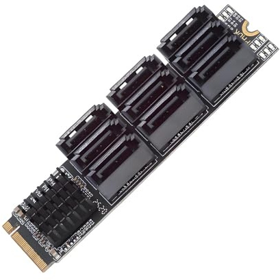 xiwai NGFF NVME M-Key PCI Express M.2 zu SATA 3.0 6Gbps 9 Ports Adapter Konverter Festplattenerweiterungskarte 2280 für NAS-Computer