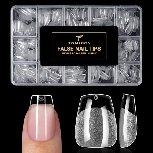 TOMICCA 510 Pièces Capsule Americaine Ongle Trapeze Très Courte 15 Tailles | Capsules Ongles Gel Couverture Complète, Ultra-Mat plus Résistante, Faux Ongles Pourextension D'ongles Nail Art Salon