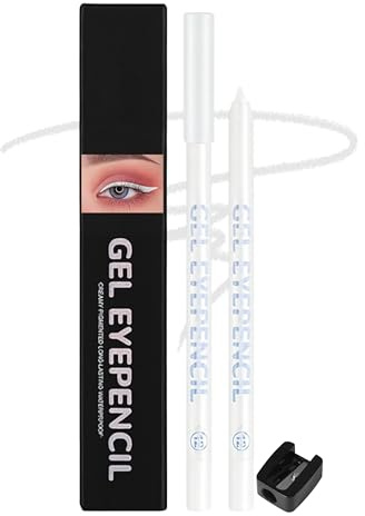 Erinde Cremiger Gel Eyeliner, Weiß Matt Kajalstift, Wasserfest & Langanhaltend, Hochpigmentiert, Geschmeidiger Auftrag, Mit Inkludiertem Anspitzer, Anspitzbar, Für Empfindliche Augen, #12