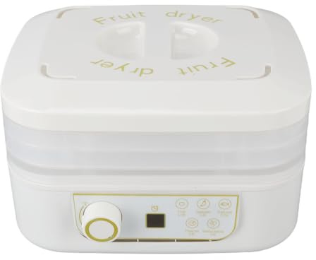 Asixxsix Deshidratador de Alimentos de 3 Niveles, Secadora de Alimentos Eléctrica de 160 W con Temporizador para Cecina, Frutas, Hierbas, Verduras, Refrigerios Secos