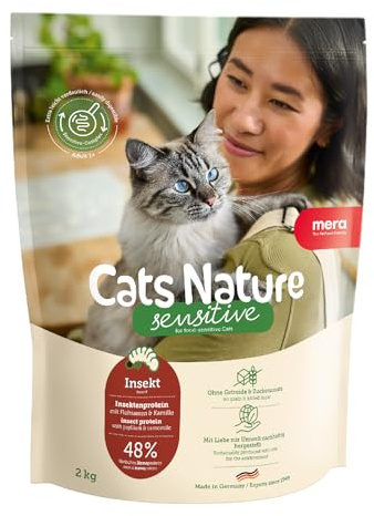 MERA Cats Nature Sensitive Insekt Katzenfutter Trocken 400g | Mono-Protein, getreidefrei & zuckerfrei | Katzen Trockenfutter hoher Fleischanteil & leicht verdaulich (Packung mit 2)