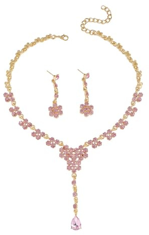 XFSRG 3 stycken brudsmycken halsband örhängen set bröllop blommor hänge brudsmycken set damer smycken set festlig elegant för brud bröllop förlovning kvällsfest