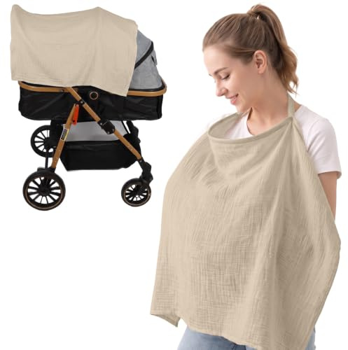AOOWU Amningsfilt, bebis, amningsskydd, halsduk för mammor | Justerbart stort amningsöverdrag, amningsförkläde, bebis- och salivhandduk, med styv ring, andningsbar och mjuk