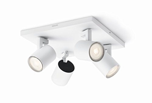 Philips myLiving Runner 4-er LED Spots (12 W), dimmbare Deckenspots mit warmweißem Licht und vier schwenkbaren Spotköpfen, energiesparende Raumbeleuchtung, weiß
