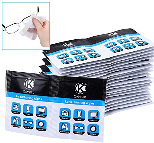 Lot de 200 lingettes de Nettoyage humides emballées Individuellement pour Nettoyer Les Lunettes, Lunettes de Soleil, objectifs, écrans de téléphone/Tablette, Jumelles, etc. Formule spéciale