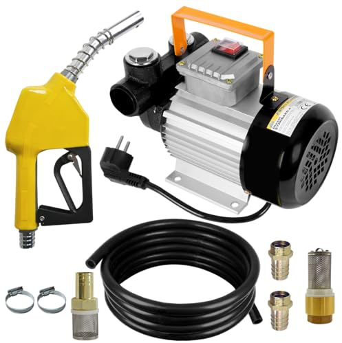 AMUR Bomba Gasoil - Bomba Combustible - Bomba Autocebante Standard-4 Bomba Gasoleo De 230v con Motor Potente, Juego Completo con Manguera De Goma