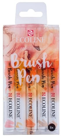 Ecoline Brush Pen Set di 5 penne acquerellabili liquide - Beige Rosa | Pennarelli sfumabili per scrittura a mano, disegno e artigianato