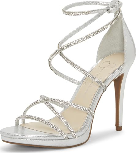 Jessica Simpson Vince Camuto Women's Footwear Damen Jaeya Strappy Dress Sandale mit Absatz, Platin, 35.5 EU