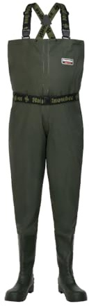 Snowbee Granite PVC Chest Waders with Cleated Sole Boots, Rip‑Proof Laminated Nylon/PVC Build for Fishing, Angling & River Wading - Size 10