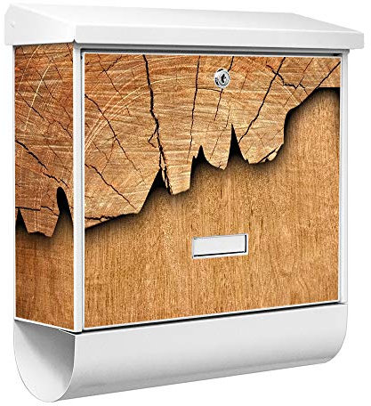 banjado® Burgwächter Briefkasten Weiß 38x39x12cm mit Motiv Holz/Briefkasten mit Zeitungsfach/Briefkasten mit Zeitungsrolle/Postkasten inkl. Montagematerial & 2 Schlüsseln
