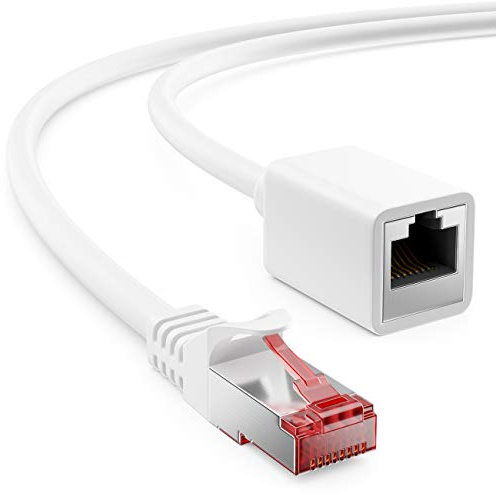 deleyCON 1m Cat6 Câble Patch Rallonge pour Ethernet LAN Câble Réseau Internet - RJ45 Fiche vers RJ45 Prise S/FTP PiMF 250 MHz Cuivre - Blanc