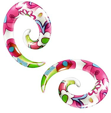 2 Stück Acryl Flesh Blume Spirale Ohr Expander Dehner Ohrring Piercing Schmuck wählen Größen