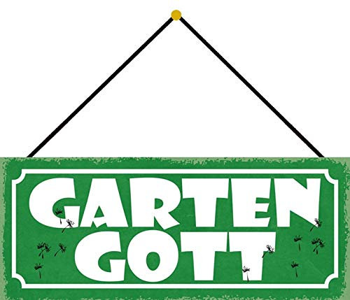 Schatzmix Spruch Garten Gott Metallschild 27x10cm Deko tin Sign mit Kordel Blechschild, Blech, Mehrfarbig, 27x10 cm