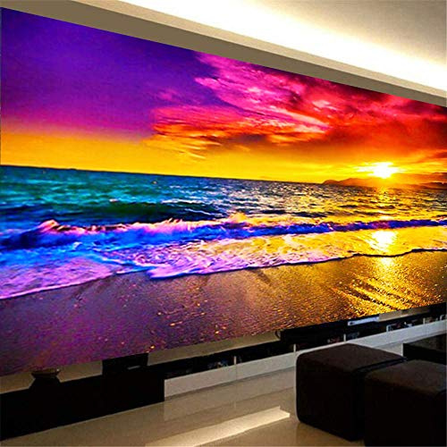 Nicole Knupfer 5D DIY Diamond Malerei Sonnenuntergang Leuchten Diamant Painting Set Full Gross Wohnzimmer Schlafzimmer (Lila,120x50cm)