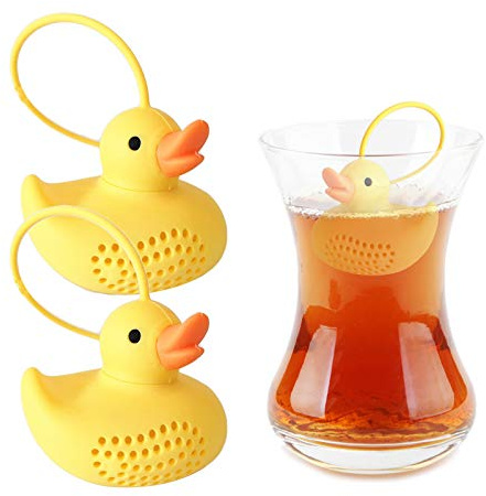 Elinala Teeei, Teesieb, 2PCS Silikon Creative Duck Shaped Loose Tea Filter für die Zubereitung von Tee