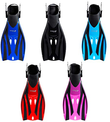 Two Bare Feet F52 Adult Diving Fins Swim Fins - Adjustable Diving Flippers Mens & Womens (Aqua, L / XL)