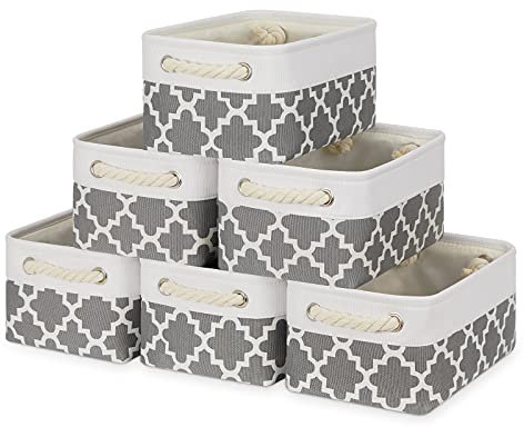 Bidtakay Canasta de almacenamiento pequeña con bonitos contenedores plegables de tela, juego de 6 cestas organizadoras de lona, cestas de regalo vacías, juguetes de guardería de bebé, 11.8 x 7.8 x 5