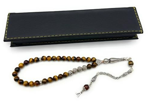 Personalisierte Tesbih, Tesbih Set mit Armband - Geschenk mit Name, Handgefertigt Eigene Herstellung mit Geschenkbox - Individuelles Geschenk mit echt Leder Armband