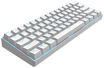 Teclado Azul Hielo Retroiluminado Teclado mecánico para Juegos Bluetooth con Cable Modo Dual 60% Dorado/ (Color : White, Size : Blue Switch)