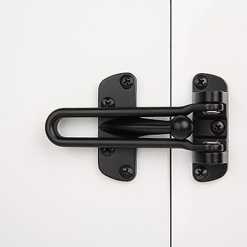 HASWARE Barra oscilante de seguridad para el hogar, aleación negra, antirrobo, para puerta delantera e interior, tope de puerta de refuerzo a prueba de niños (negro)