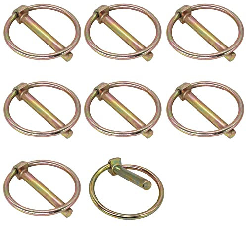 SKIR'CO (8 uds) Pasadores de clavija de acero zincado 7 mm, Pasadores de clavija de bloqueo, DIN 11023, Pasador de metal con anillo