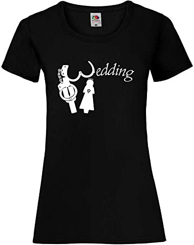 Hochzeit in Handschellen Frauen Lady-Fit T-Shirt Schwarz XXL