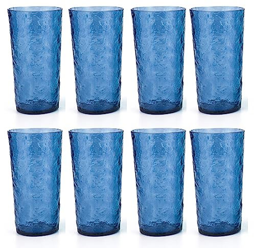 KX-WARE 18-ounce Acrylic Highball Glasses Plastic Tumbler, set of 8 Blue