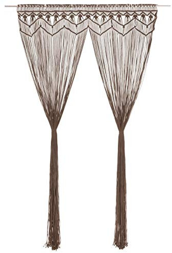 ZEYUAN Makramee Vorhang, Fadenvorhang, Türvorhang, Makramee Gardinen, Boho Vorhänge, Boho Gardine, Taupe 140x240 cm Baumwolle