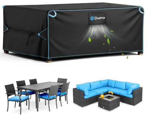 Duerer Garden Furniture Covers Waterproof 420D Outdoor Patio Furniture Covers 242 x 160 x 100cm, for Furniture Set, Sofa, Table and Chair Set Cover, Anti-UV Rain Snow Dust Wind-Proof with Air Vent