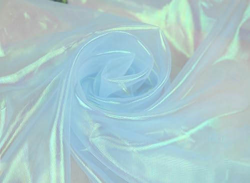 Organzastoff zum Nähen Meterware, 50cm x 150cm Bunte Glitzer Organza Tüllstoff Tüll Dekostoff zum DIY Basteln Bekleidung Tüllrock Gardine Schals Vorhänge Tischdecken Hochzeit Party Deko,Hellblau
