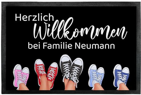 True Statements Personalisierte Fußmatte Willkommen mit Namen & Sneakers, Türmatte Innen Außen 60 x 40 cm