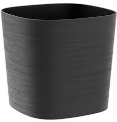 Teraplast Växtkruka, elegant blomkruka, planteringskruka av polyeten, satinutseende, med inre vattenreserv, även lämplig för inomhusbruk (BLACK, CM 19)