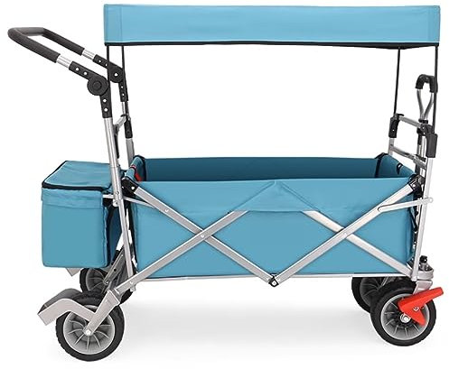 CCYENG Trolley Cart Klappbarer Gartentrolley Trolley Heavy Duty Wagen Mit Baldachin Für Outdoor Camping Strand Pull Truck Mit 4 Rädern Campingwagen Gartenwagen
